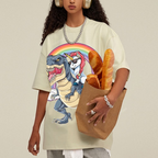 Riding T rex Dinosaur Unisex Vintage Washed Tee