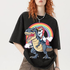 Riding T rex Dinosaur Unisex Vintage Washed Tee
