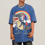 Riding T rex Dinosaur Unisex Vintage Washed Tee