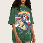 Riding T rex Dinosaur Unisex Vintage Washed Tee