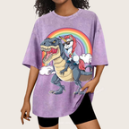 Riding T rex Dinosaur Unisex Vintage Washed Tee