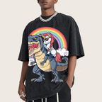 Riding T rex Dinosaur Unisex Vintage Washed Tee