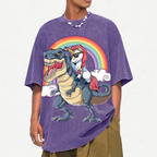 Riding T rex Dinosaur Unisex Vintage Washed Tee