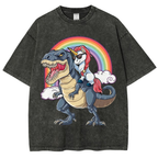 Riding T rex Dinosaur Unisex Vintage Washed Tee