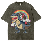 Riding T rex Dinosaur Unisex Vintage Washed Tee