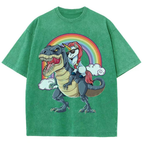 Riding T rex Dinosaur Unisex Vintage Washed Tee
