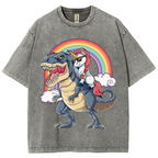 Riding T rex Dinosaur Unisex Vintage Washed Tee