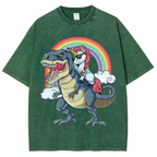 Riding T rex Dinosaur Unisex Vintage Washed Tee