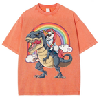 Riding T rex Dinosaur Unisex Vintage Washed Tee