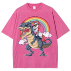 Riding T rex Dinosaur Unisex Vintage Washed Tee
