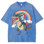 Riding T rex Dinosaur Unisex Vintage Washed Tee