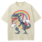 Riding T rex Dinosaur Unisex Vintage Washed Tee