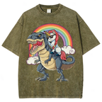 Riding T rex Dinosaur Unisex Vintage Washed Tee