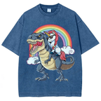 Riding T rex Dinosaur Unisex Vintage Washed Tee