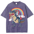 Riding T rex Dinosaur Unisex Vintage Washed Tee