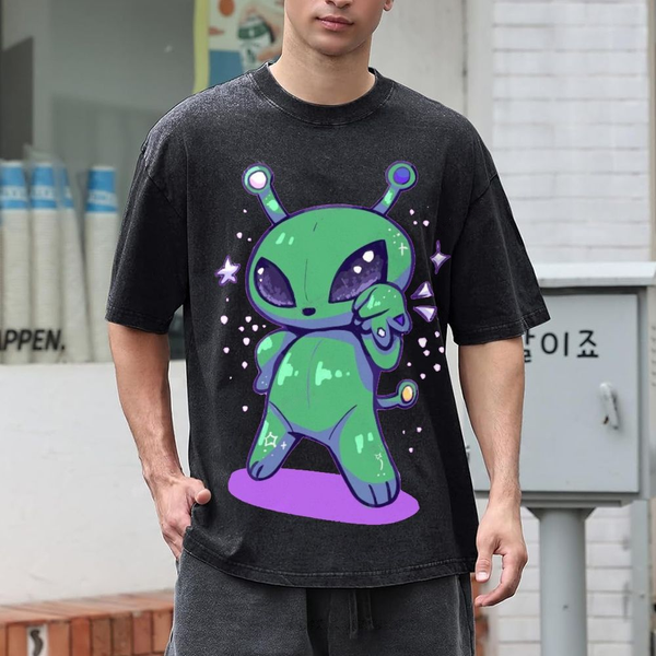 Cute Alien Unisex Vintage Washed Tee