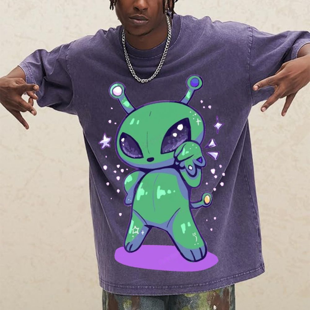 Cute Alien Unisex Vintage Washed Tee