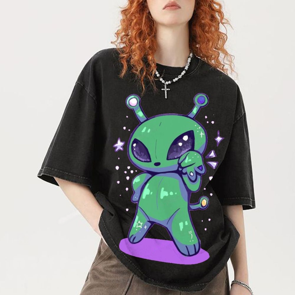 Cute Alien Unisex Vintage Washed Tee