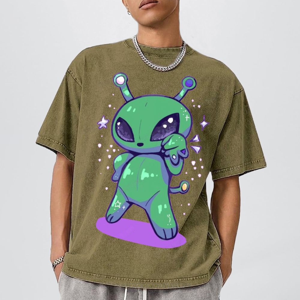 Cute Alien Unisex Vintage Washed Tee