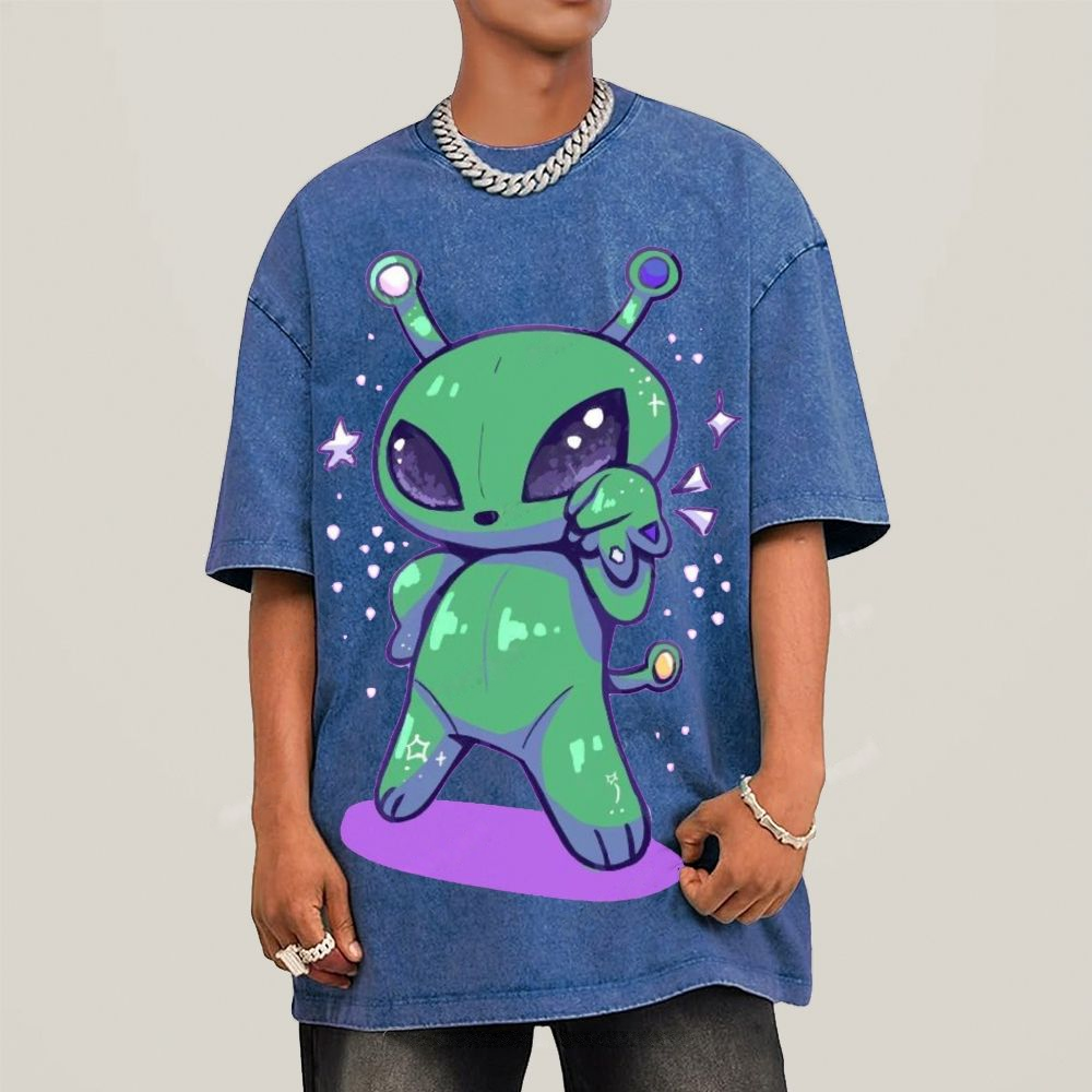Cute Alien Unisex Vintage Washed Tee