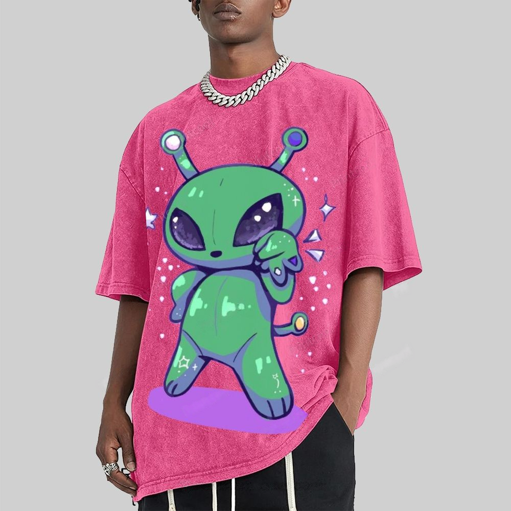 Cute Alien Unisex Vintage Washed Tee