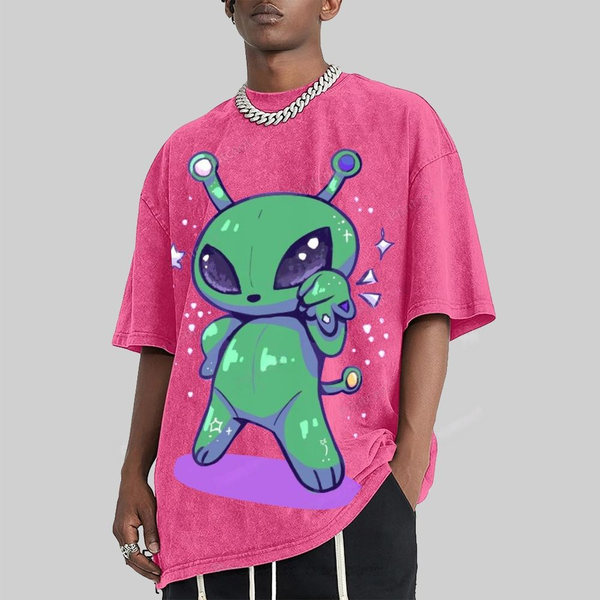 Cute Alien Unisex Vintage Washed Tee
