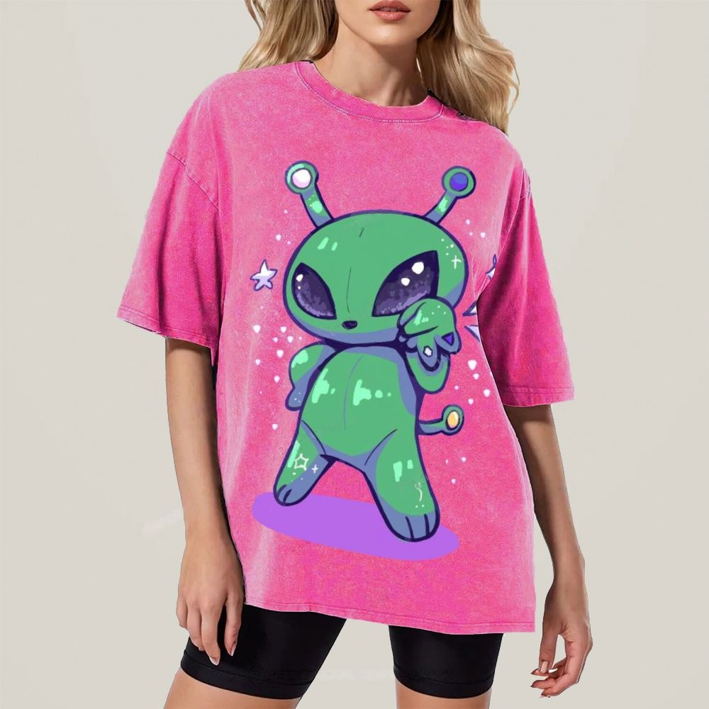Cute Alien Unisex Vintage Washed Tee