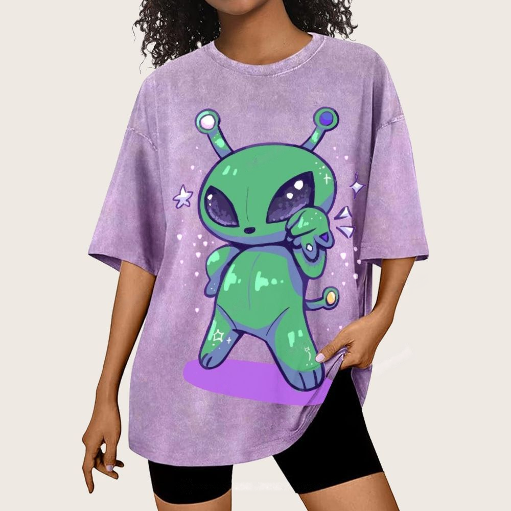 Cute Alien Unisex Vintage Washed Tee