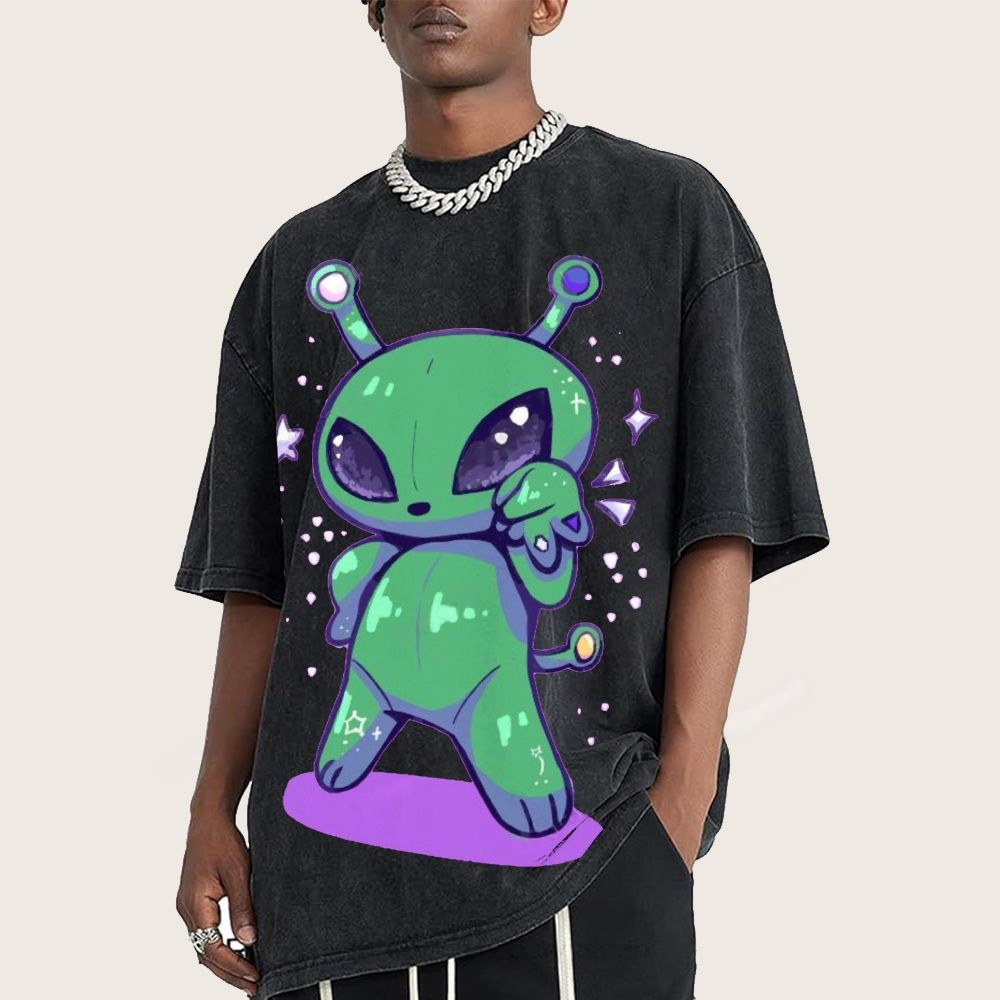 Cute Alien Unisex Vintage Washed Tee
