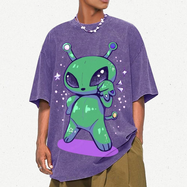Cute Alien Unisex Vintage Washed Tee