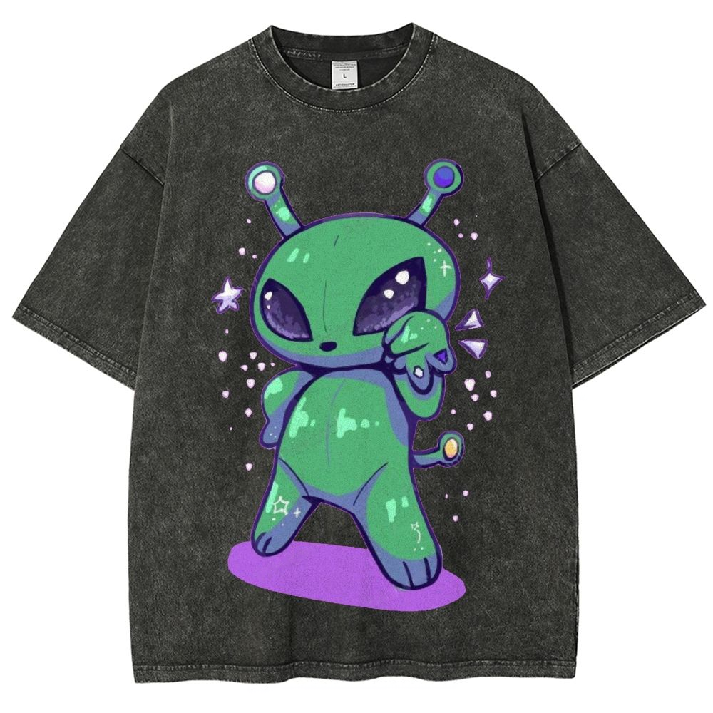Cute Alien Unisex Vintage Washed Tee