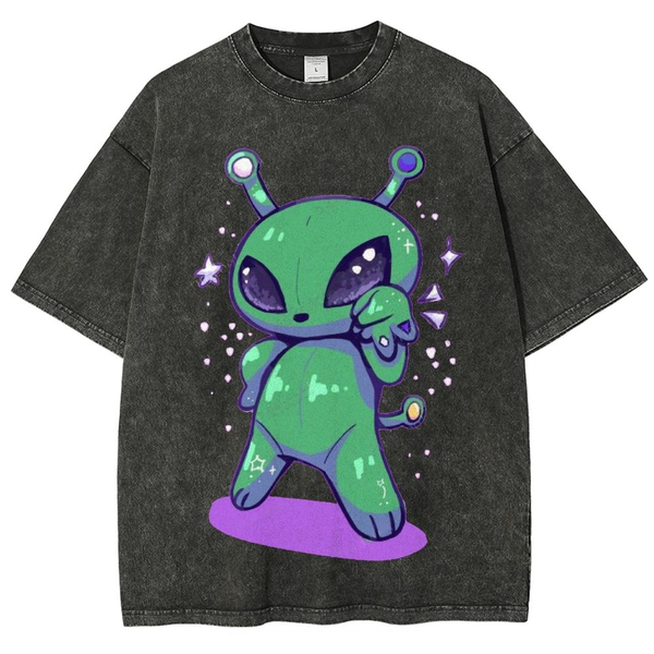 Cute Alien Unisex Vintage Washed Tee