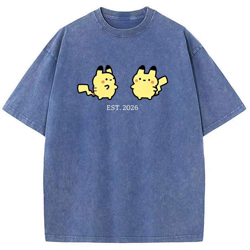 Cute Parent & Kid Pikachu Vintage Washed T-Shirt Main image