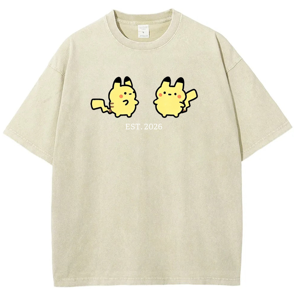 Cute Parent & Kid Pikachu Vintage Washed T-Shirt