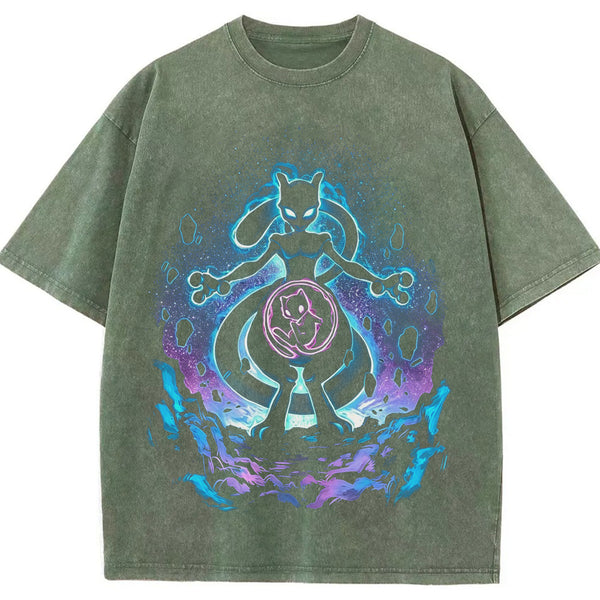 Cosmic Mewtwo Galaxy Neon Vintage Tee | Pokemon Anime