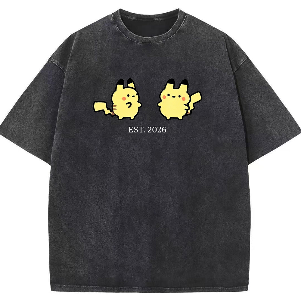 Cute Parent & Kid Pikachu Vintage Washed T-Shirt Secondary image