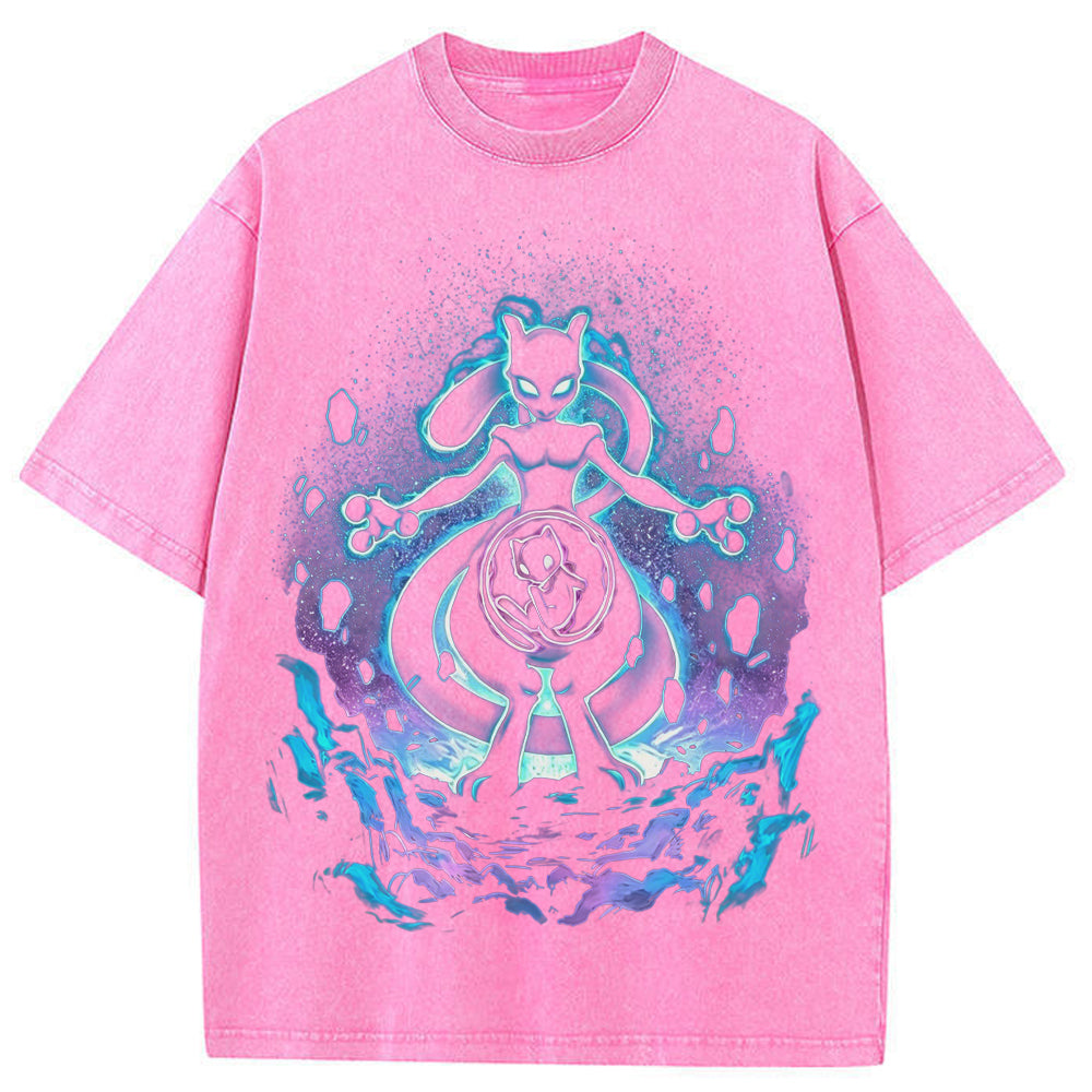 Cosmic Mewtwo Galaxy Neon Vintage Tee | Pokemon Anime