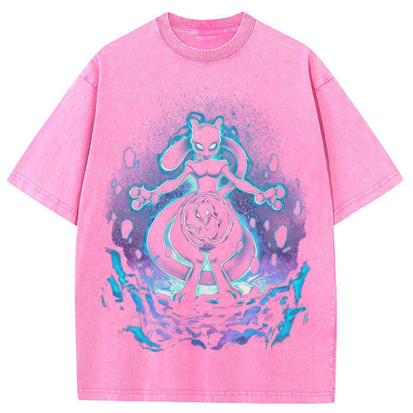 Cosmic Mewtwo Galaxy Neon Vintage Tee | Pokemon Anime