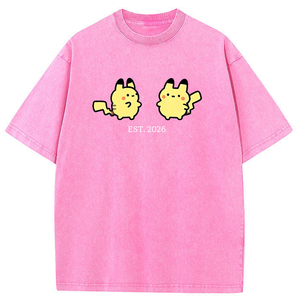 Cute Parent & Kid Pikachu Vintage Washed T-Shirt