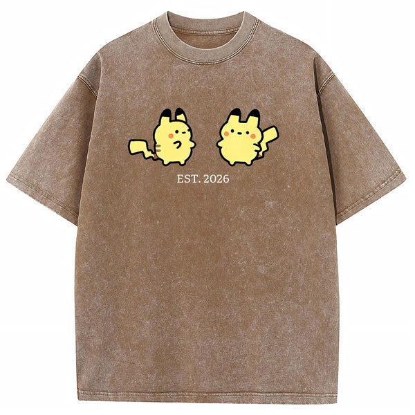 Cute Parent & Kid Pikachu Vintage Washed T-Shirt