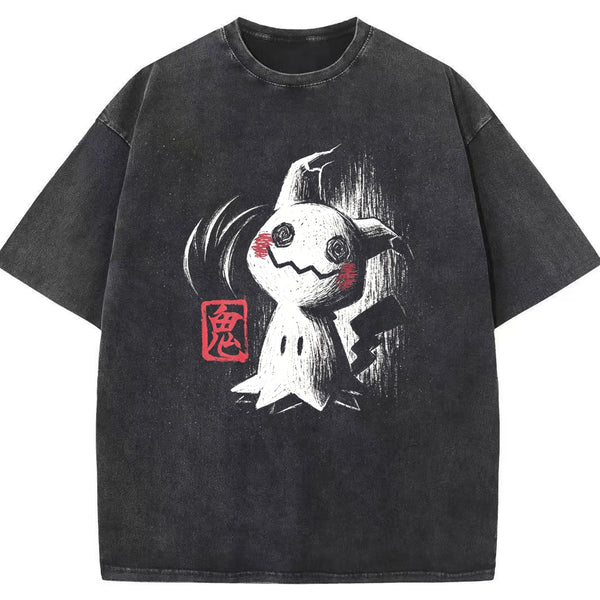 Ink Brush Mimikyu Stamp Vintage Tee | Pokemon Anime