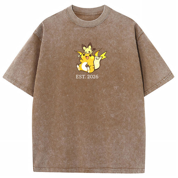Cute Parent & Kid Raichu Vintage Washed T-Shirt
