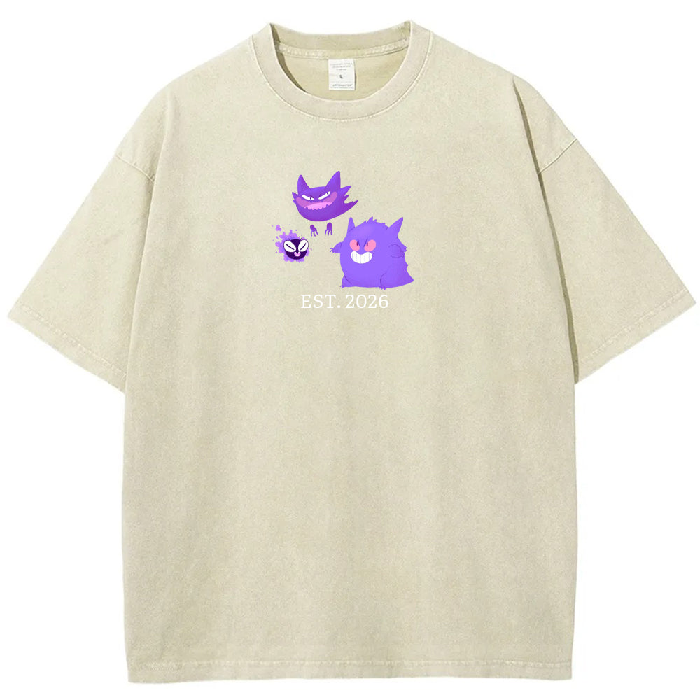 Cute Parent & Kid Gastly Haunter Gengar Vintage Washed T-Shirt