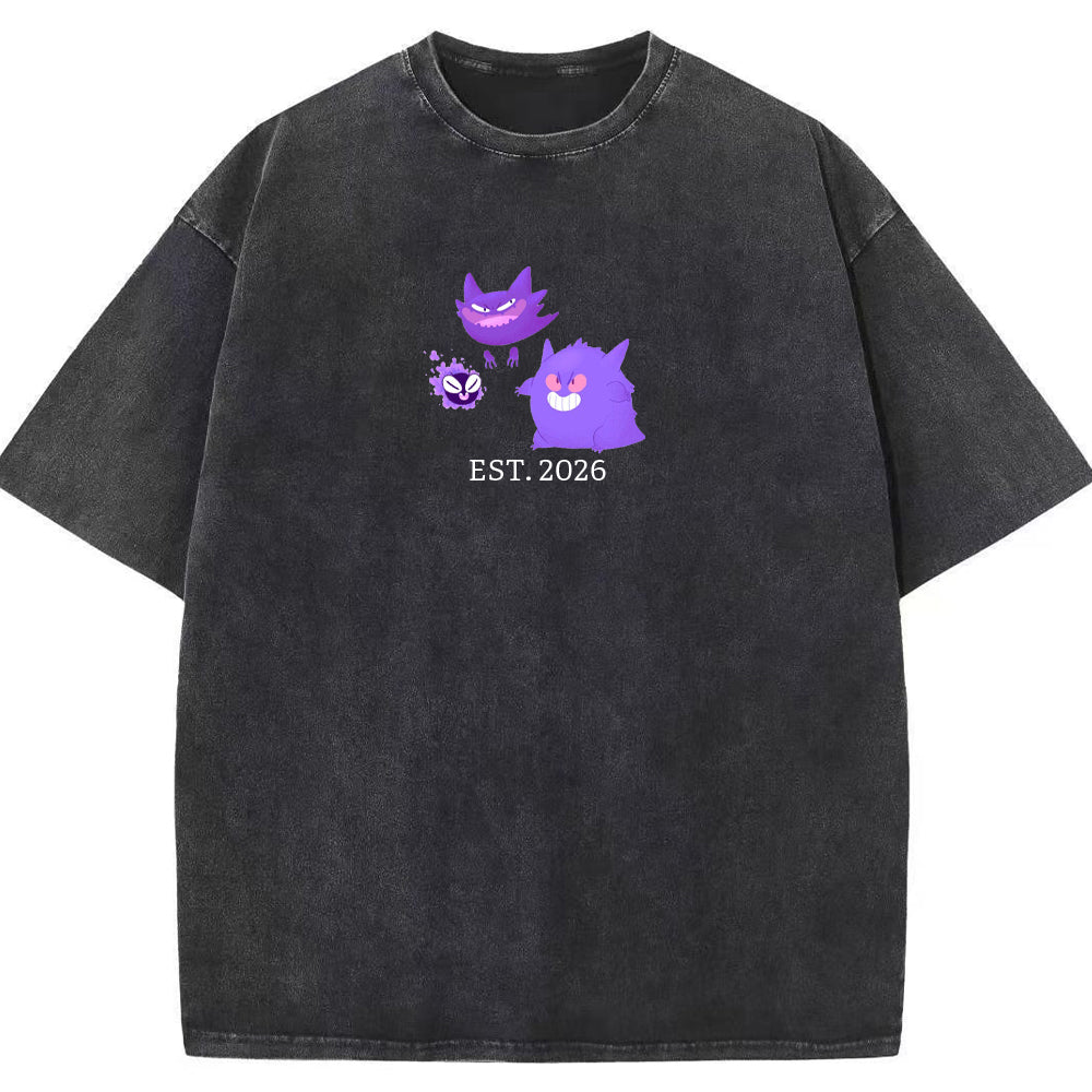 Cute Parent & Kid Gastly Haunter Gengar Vintage Washed T-Shirt
