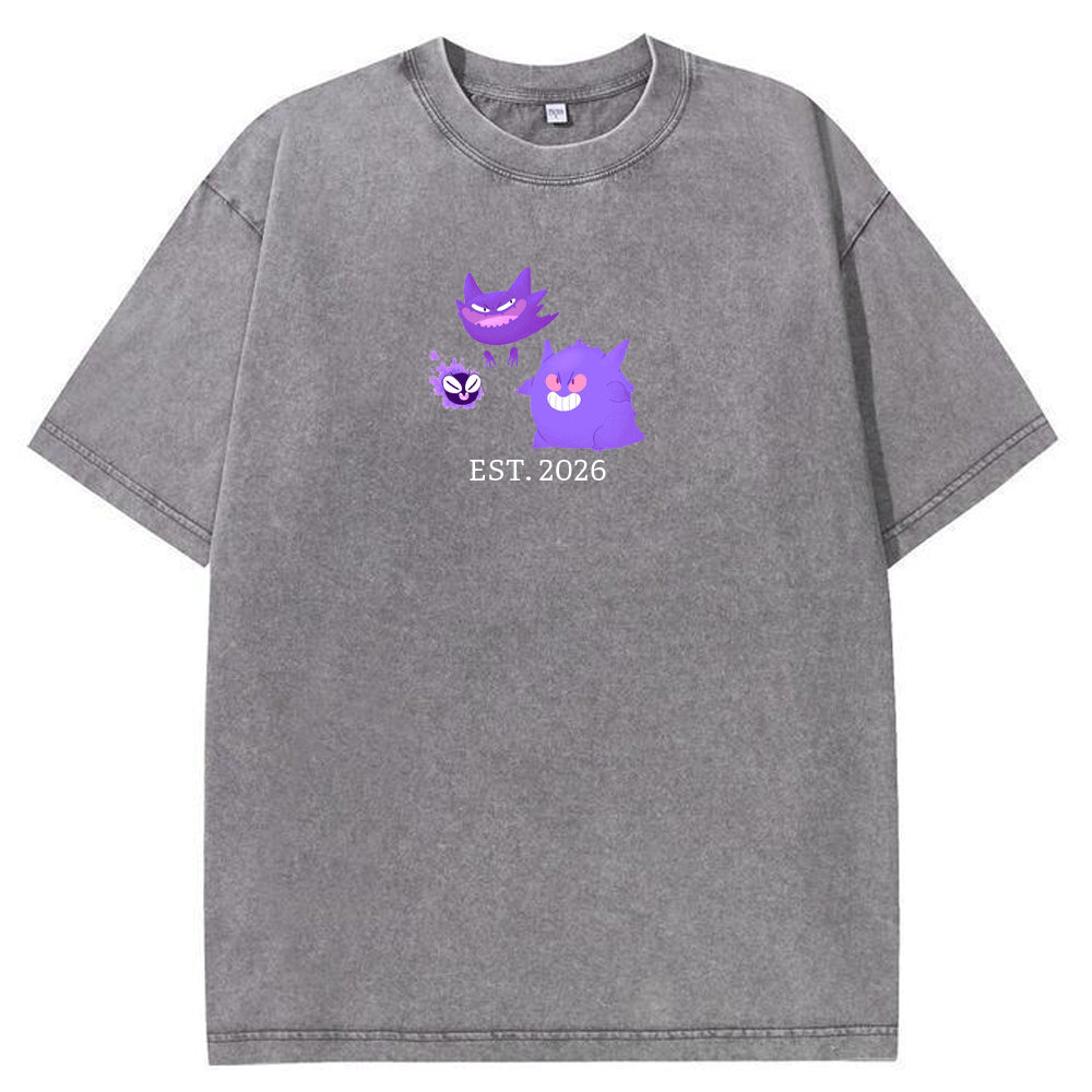 Cute Parent & Kid Gastly Haunter Gengar Vintage Washed T-Shirt