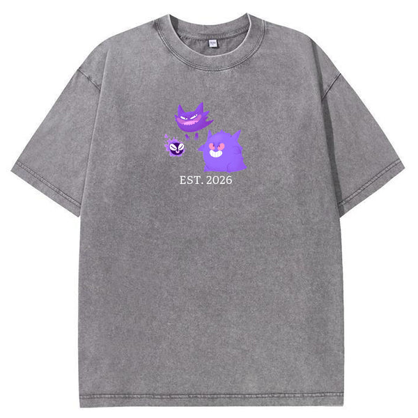 Cute Parent & Kid Gastly Haunter Gengar Vintage Washed T-Shirt