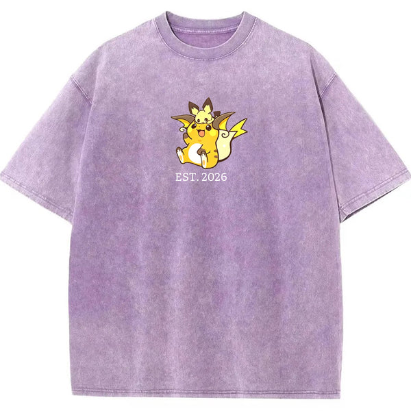 Cute Parent & Kid Raichu Vintage Washed T-Shirt