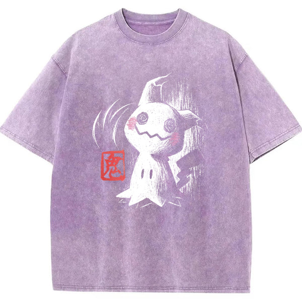 Ink Brush Mimikyu Stamp Vintage Tee | Pokemon Anime