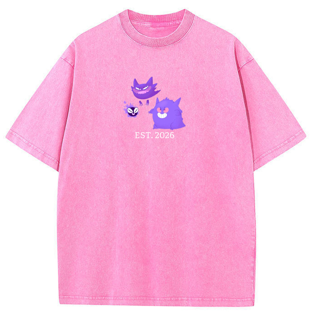 Cute Parent & Kid Gastly Haunter Gengar Vintage Washed T-Shirt