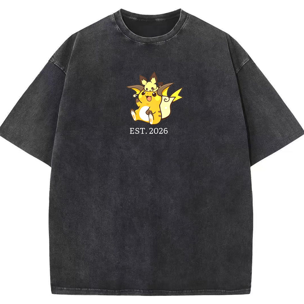 Cute Parent & Kid Raichu Vintage Washed T-Shirt Main image